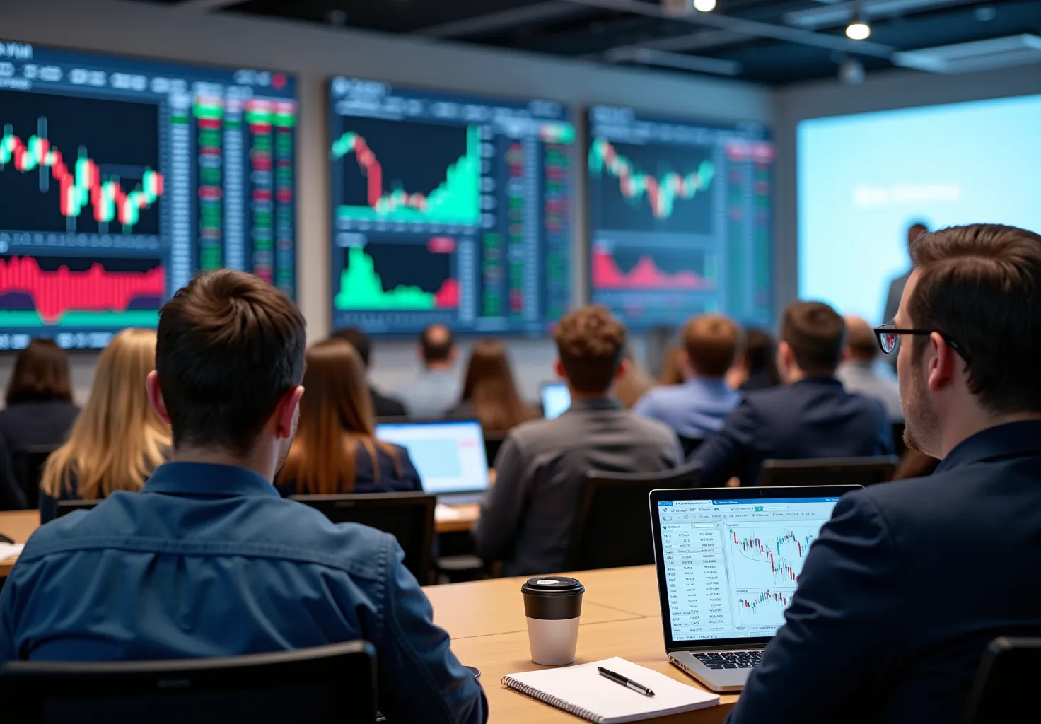 Traders en una sesión educativa de trading en español dentro de la comunidad de Trading Populus